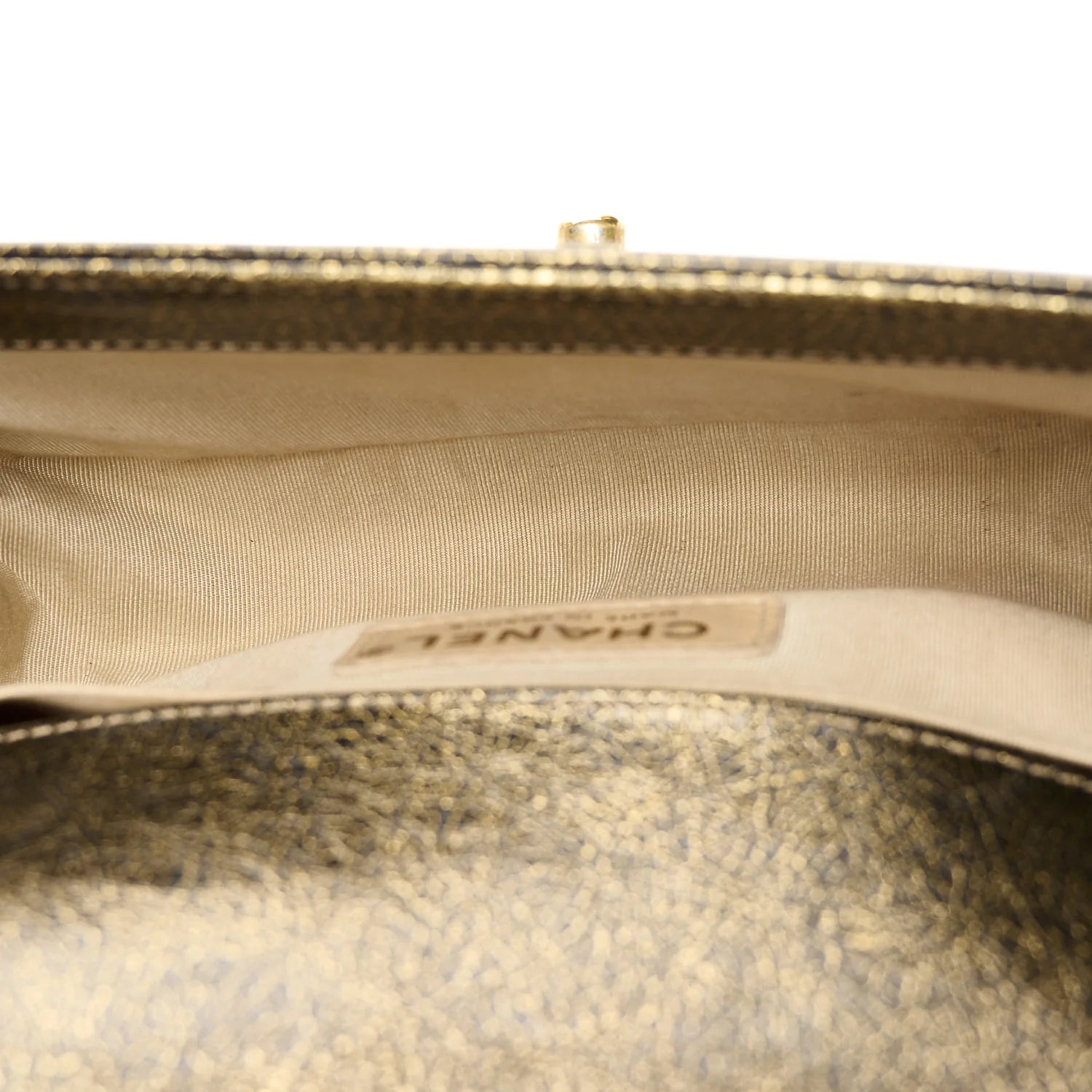 Cracked Metallic Calfskin Quilted Small Boy Flap Gold