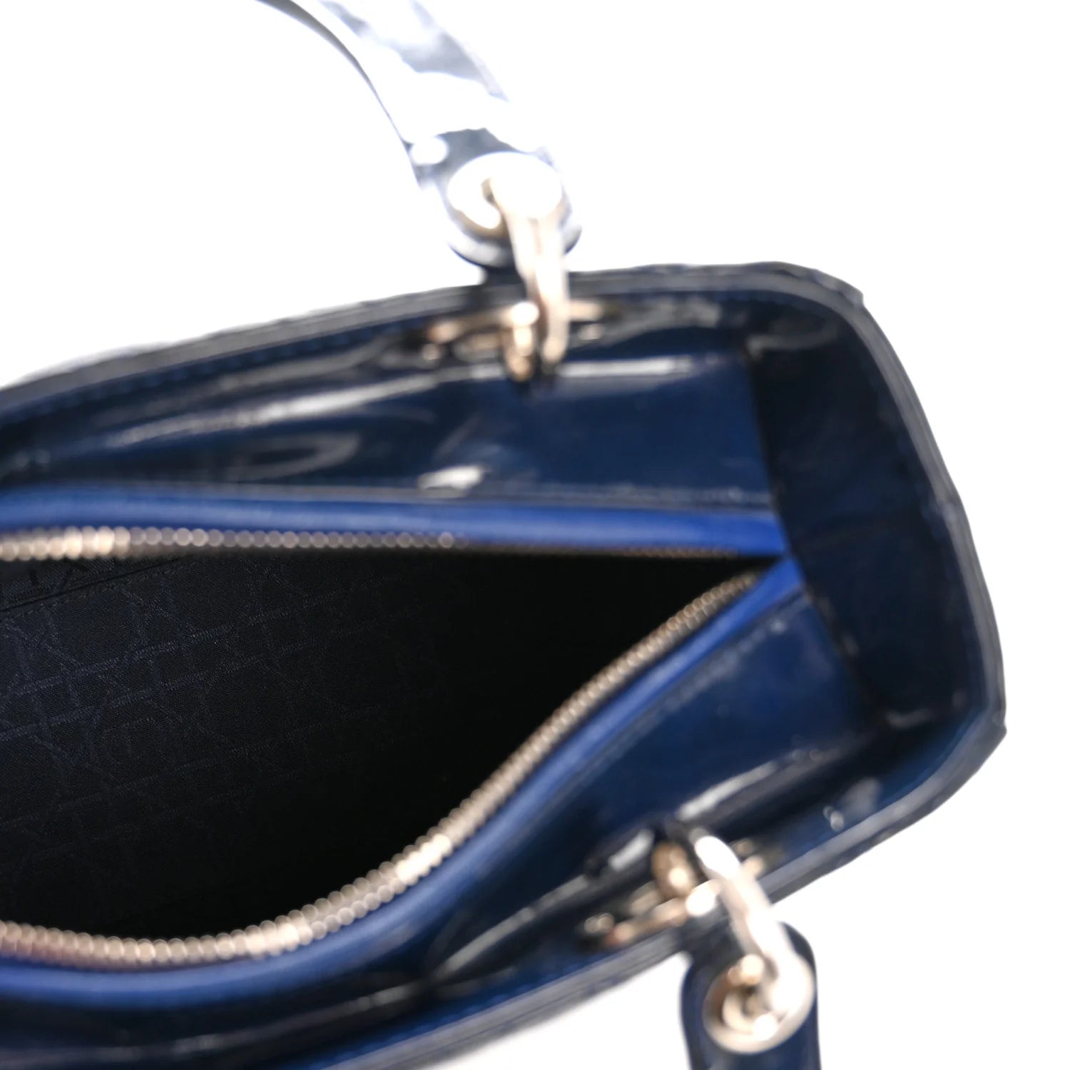 Patent Cannage Medium Lady Dior Blue