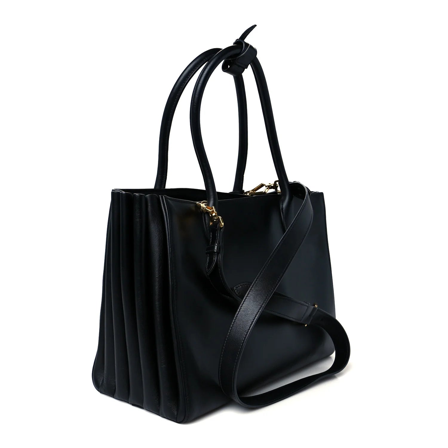 City Calfskin Medium Bibliothèque Tote Black