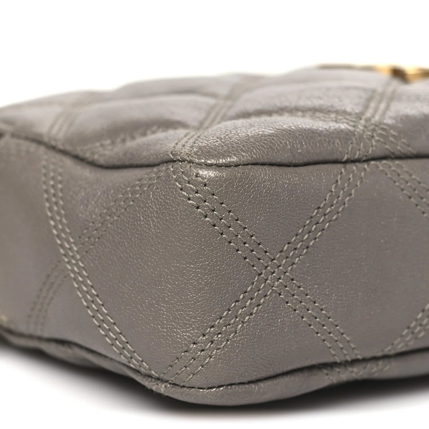 Grained Lambskin Quilted Mini Becky Double Zip Bag Taupe