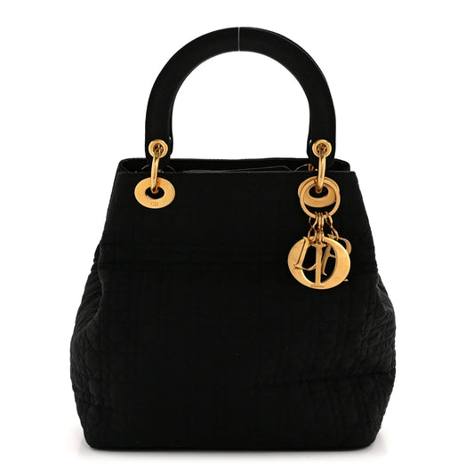 Nylon Cannage Medium Lady Dior Black