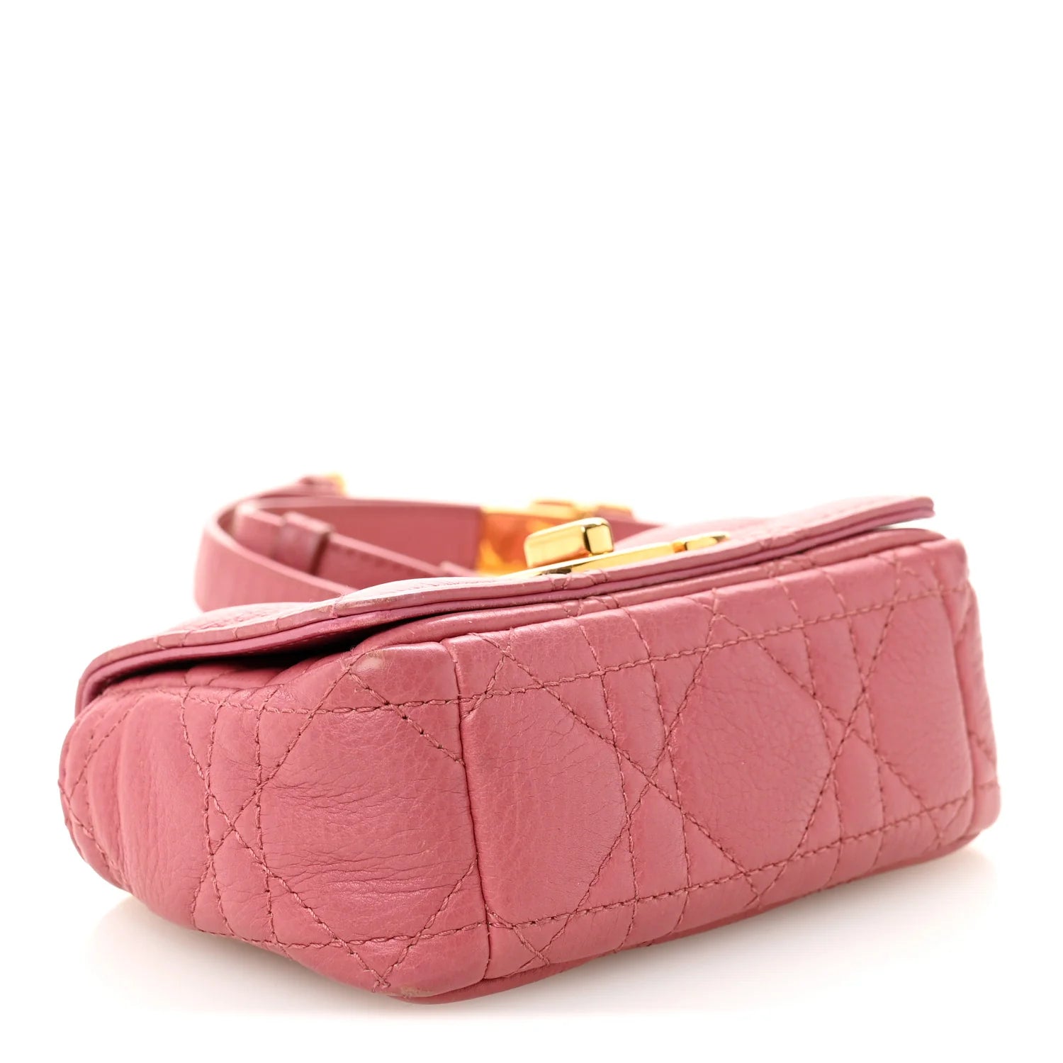 Supple Calfskin Cannage Micro Caro Bag Pink