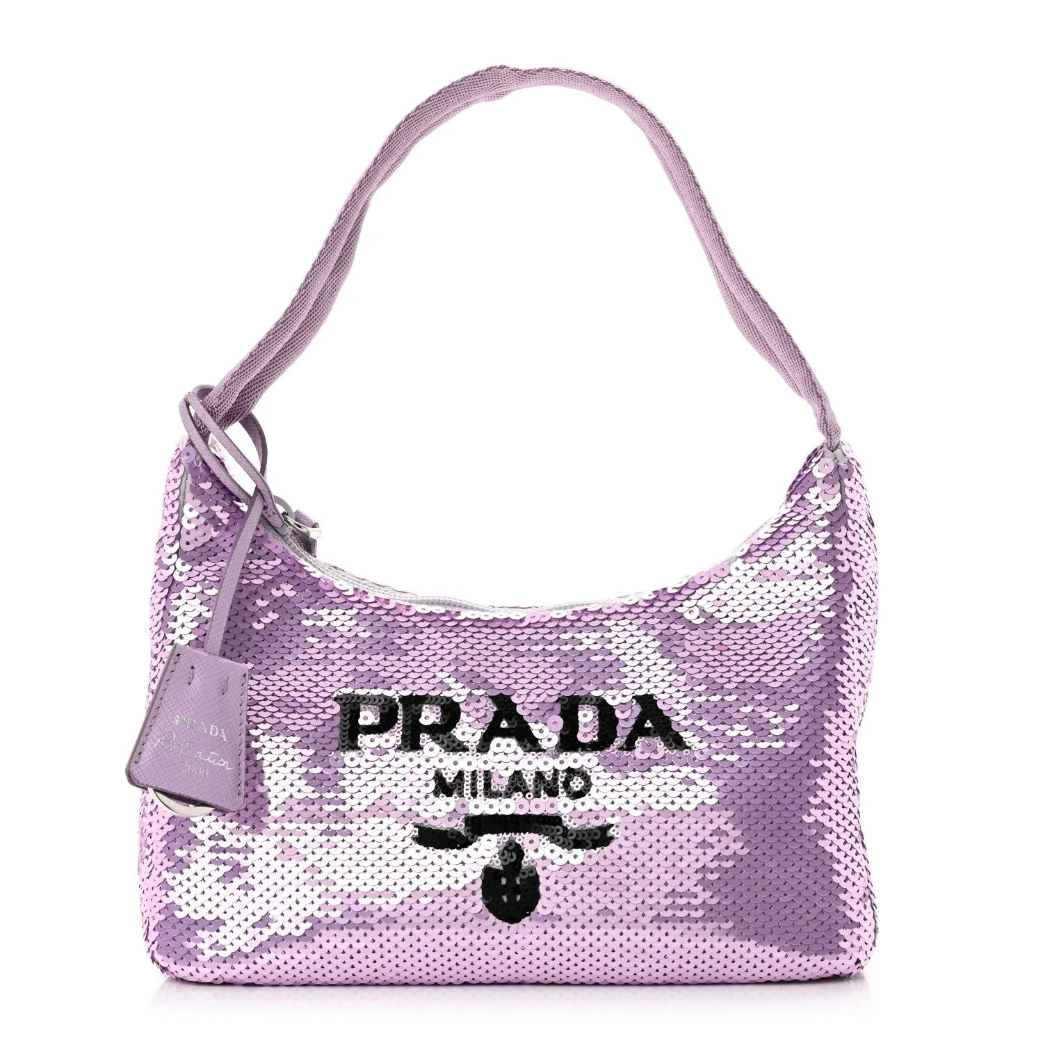 Paillettes Sequin Mini Re-Edition 2000 Bag Lilium Black