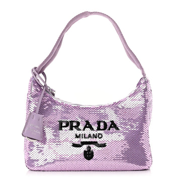 Paillettes Sequin Mini Re-Edition 2000 Bag Lilium Black