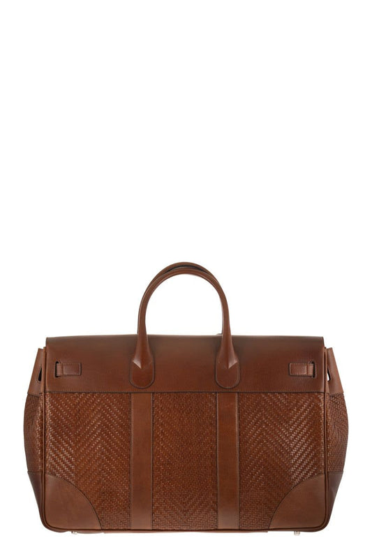 COUNTRY BAG in WOVEN CALFSKIN and COWHIDE LEATHER
