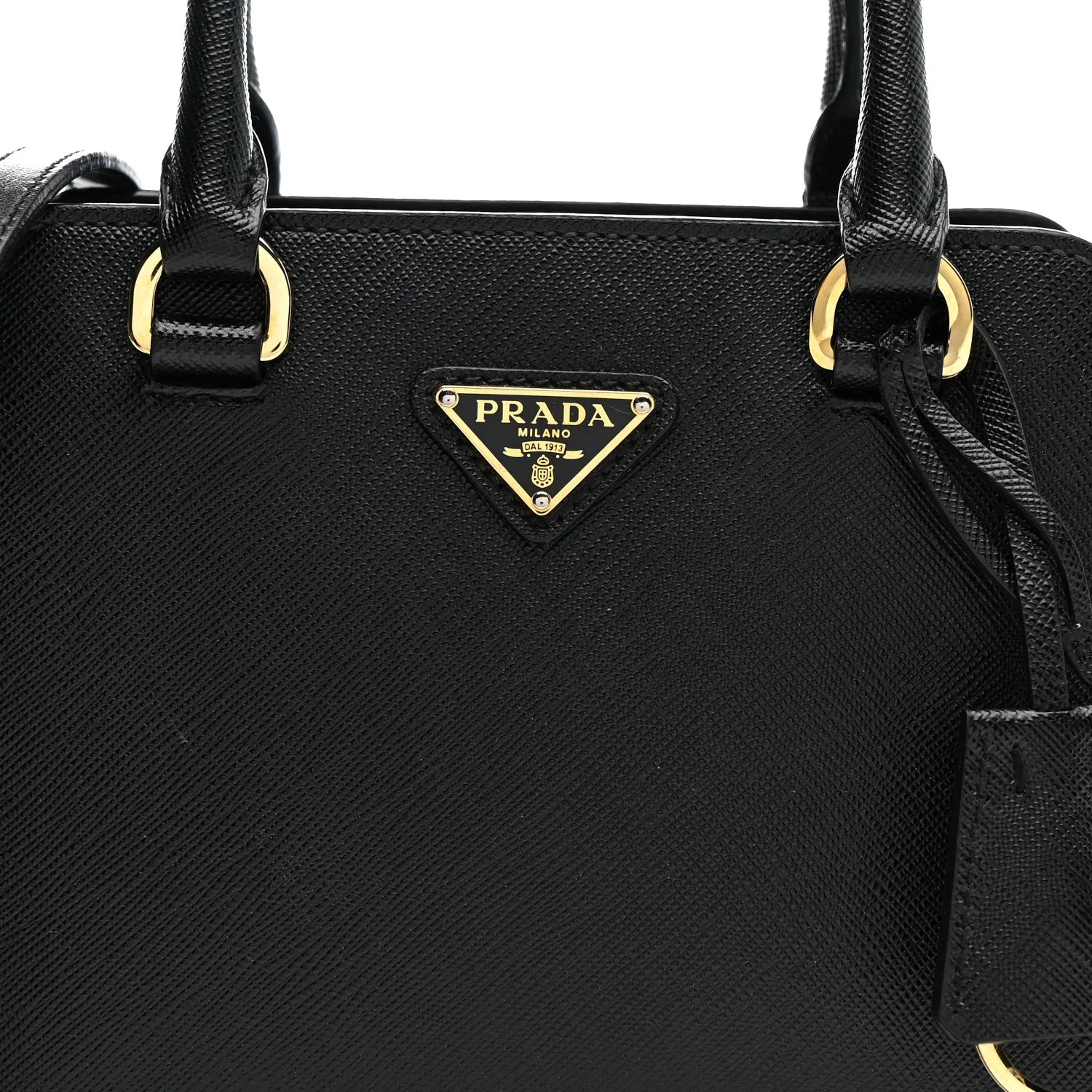 Saffiano Soft Calfskin Mini Zippered Crossbody Tote Black