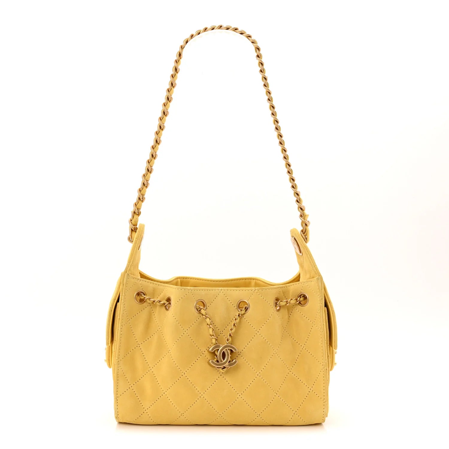 Suede Quilted Mini  25 Handbag Yellow