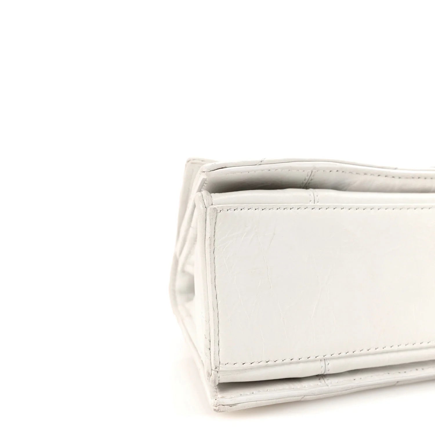 Crushed Calfskin Quilted Small Crush Chain Bag Optic White