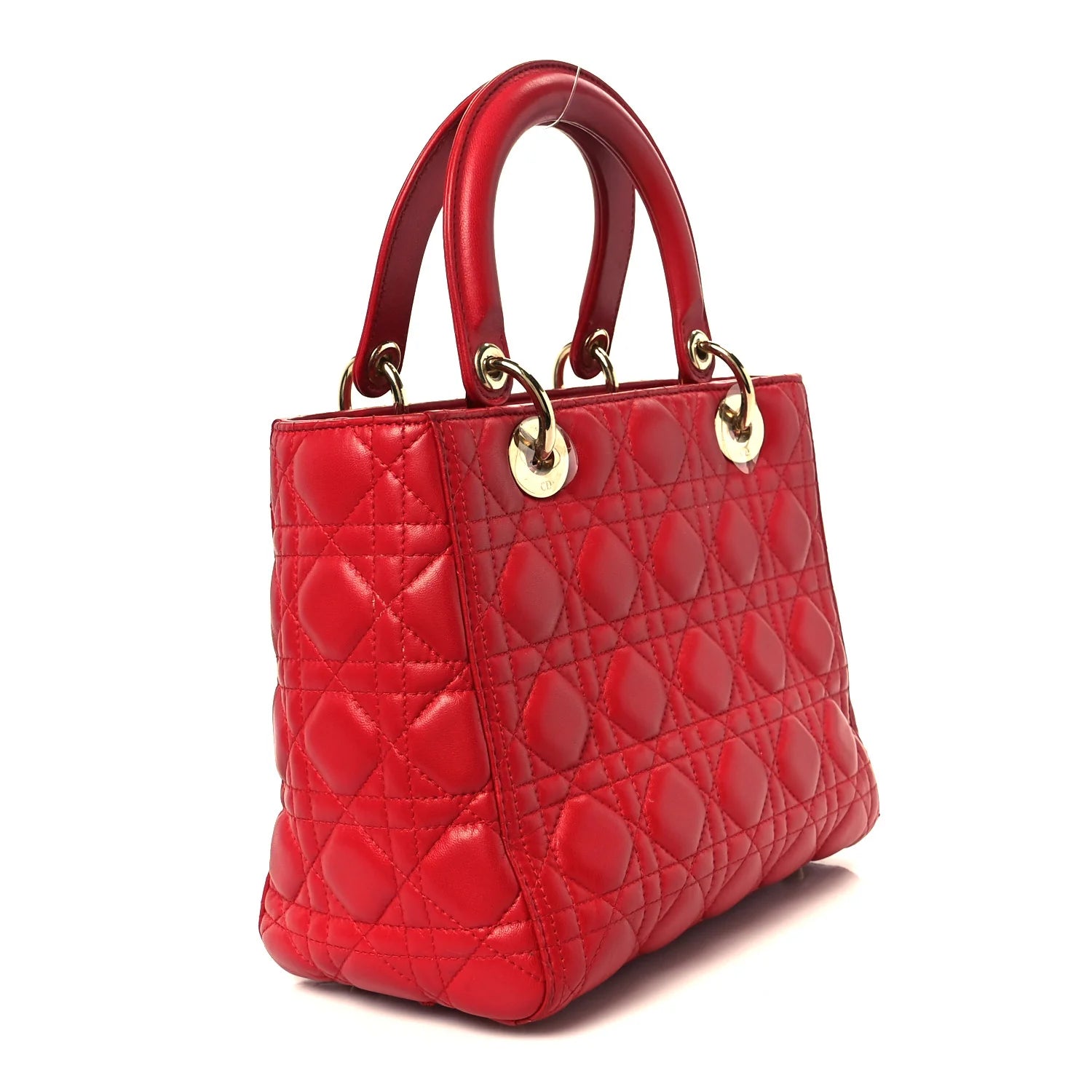 Lambskin Cannage Medium Lady Dior Red