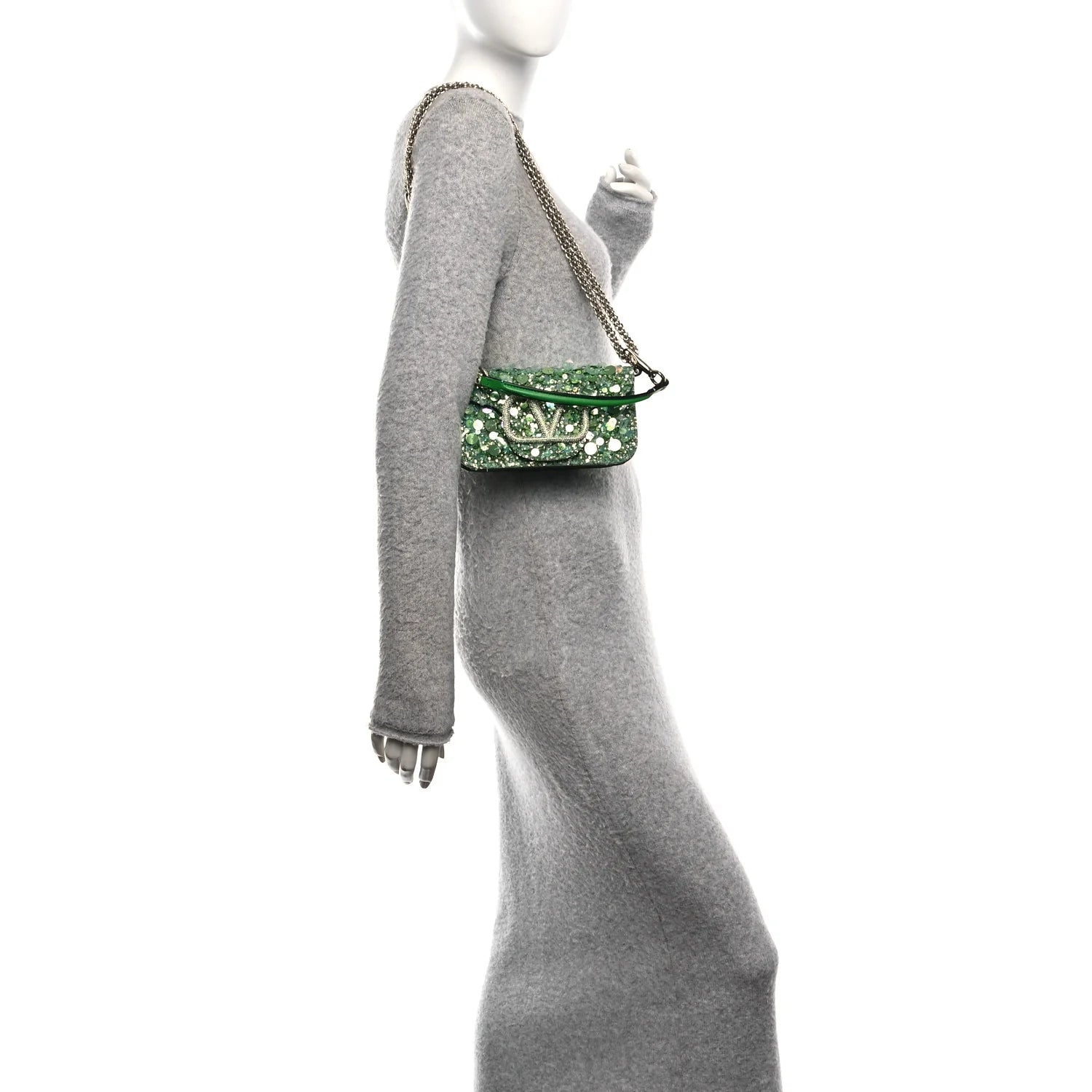 Sequin Crystal Vlogo Embroidered Small Loco Shoulder Bag Multicolor