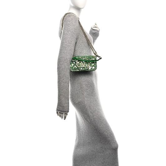 Sequin Crystal Vlogo Embroidered Small Loco Shoulder Bag Multicolor