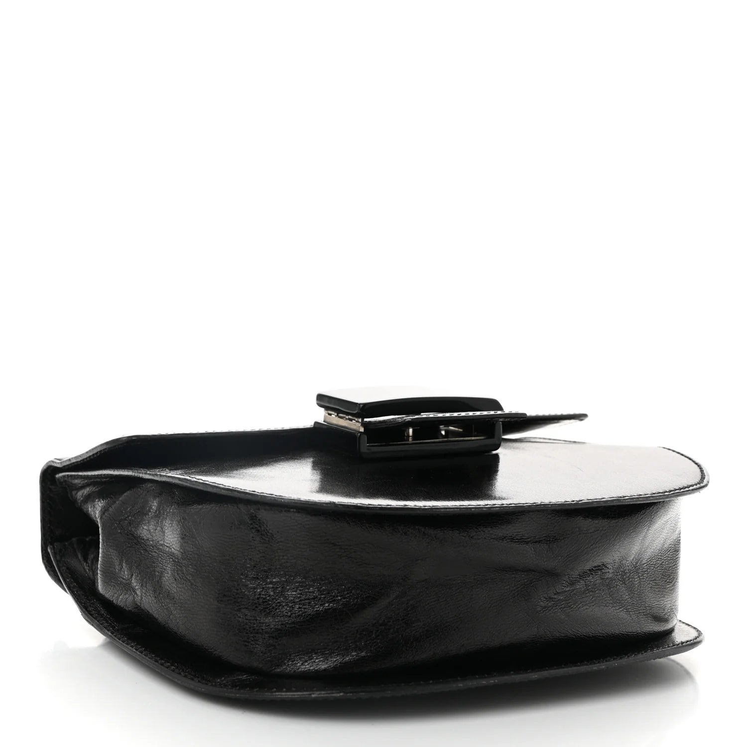 Spazzolato Fliplock Flap Shoulder Bag Black