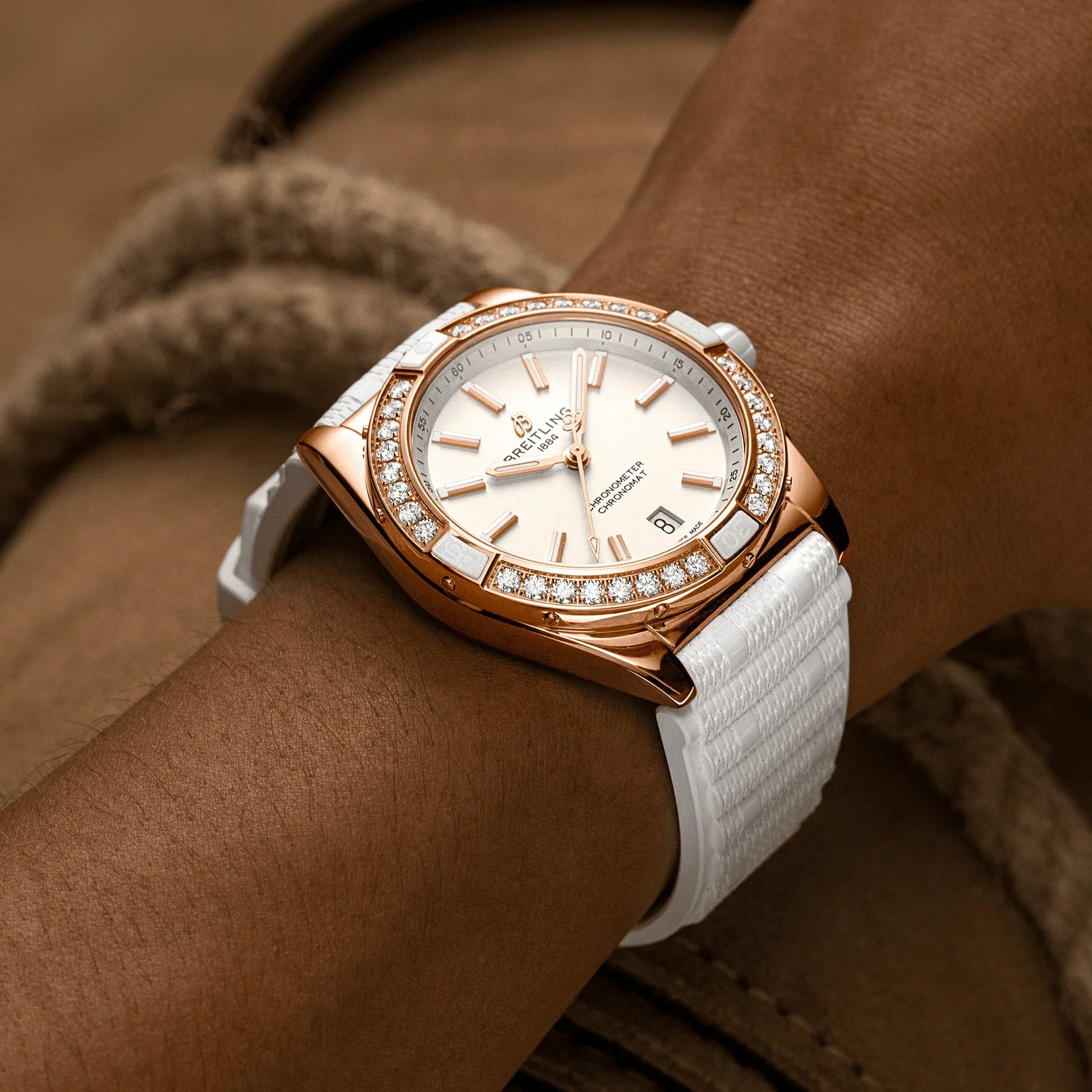 Super Chronomat Automatic 38 Origins, Small Scale Traceable 18K Red Gold, 32 Lab-Grown Diamonds, Ref# R17356531G1S1, Unworn 2024