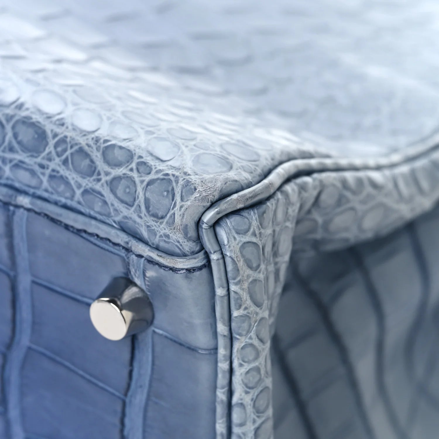 Matte Porosus Crocodile Kelly 35 Bleu Brighton