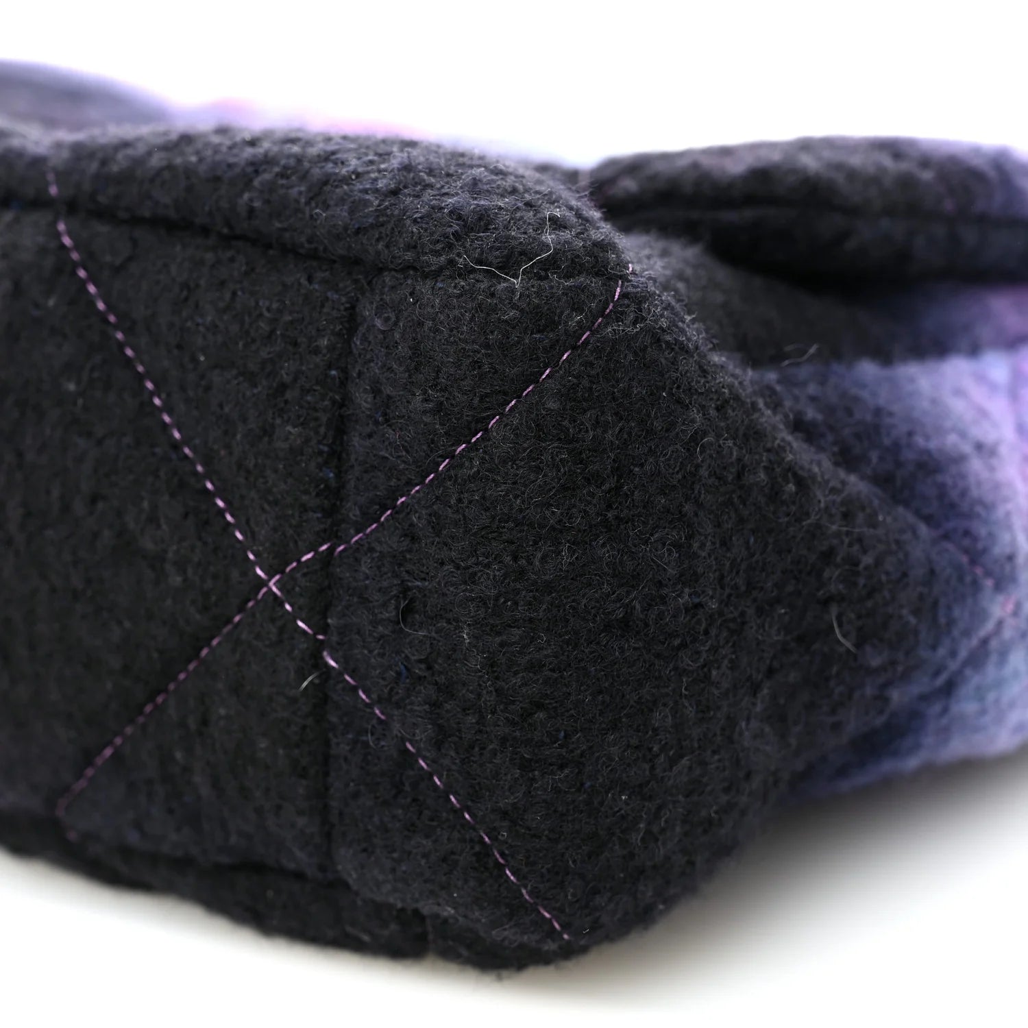 Wool Tweed Quilted Large  19 Flap Purple Black Blue