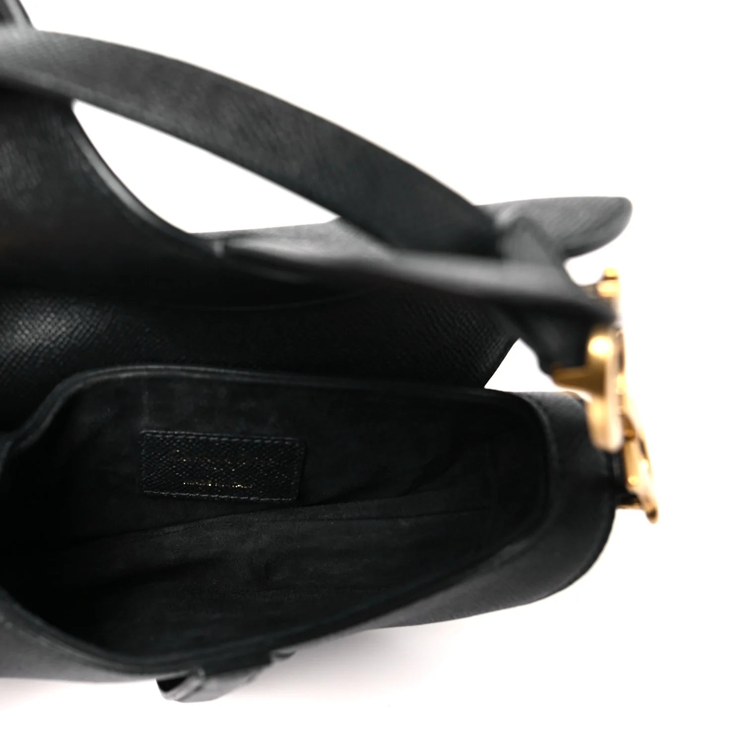 Grained Calfskin Mini Saddle Bag Black