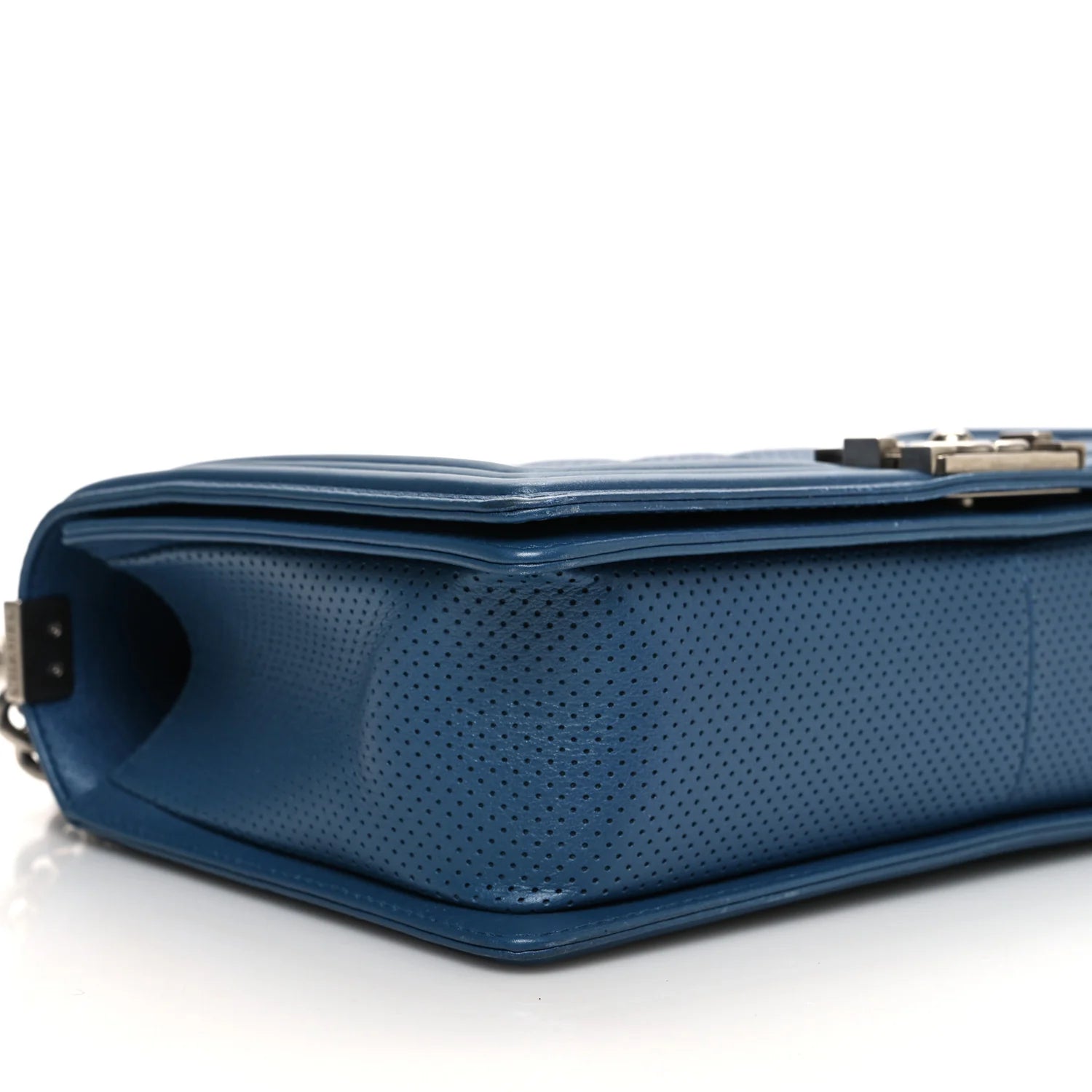 Perforated Lambskin Quilted New Medium Boy Flap Blue