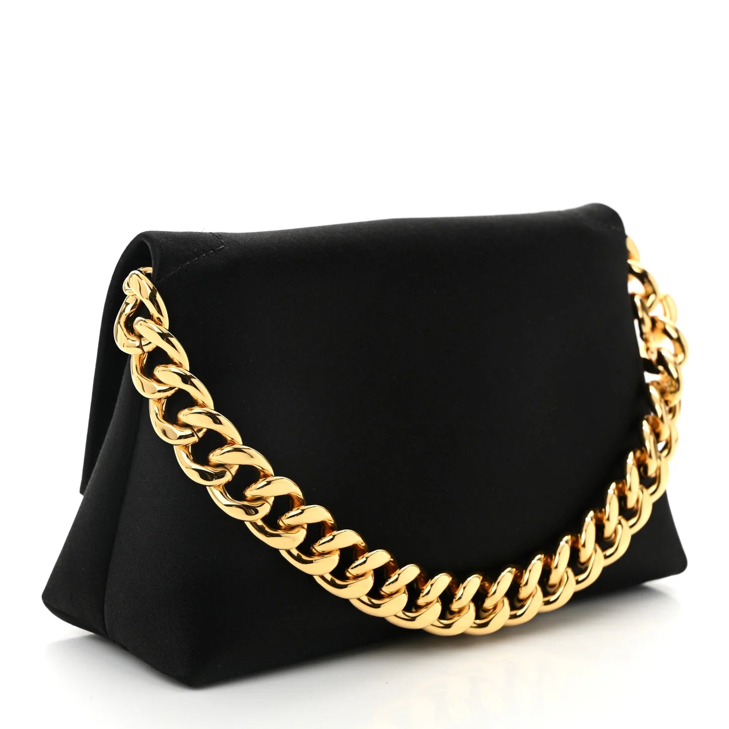 Satin Mini Label Chain Shoulder Bag Black
