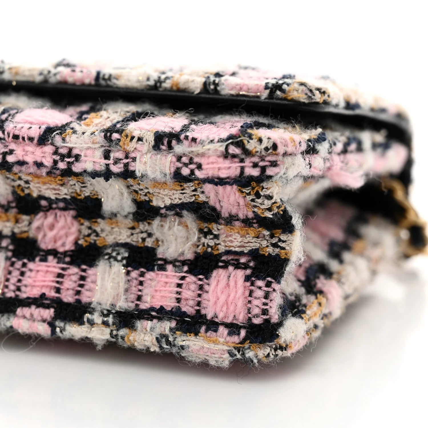 Tweed Quilted CC Pearl Crush Wallet on Chain WOC Pink Multicolor