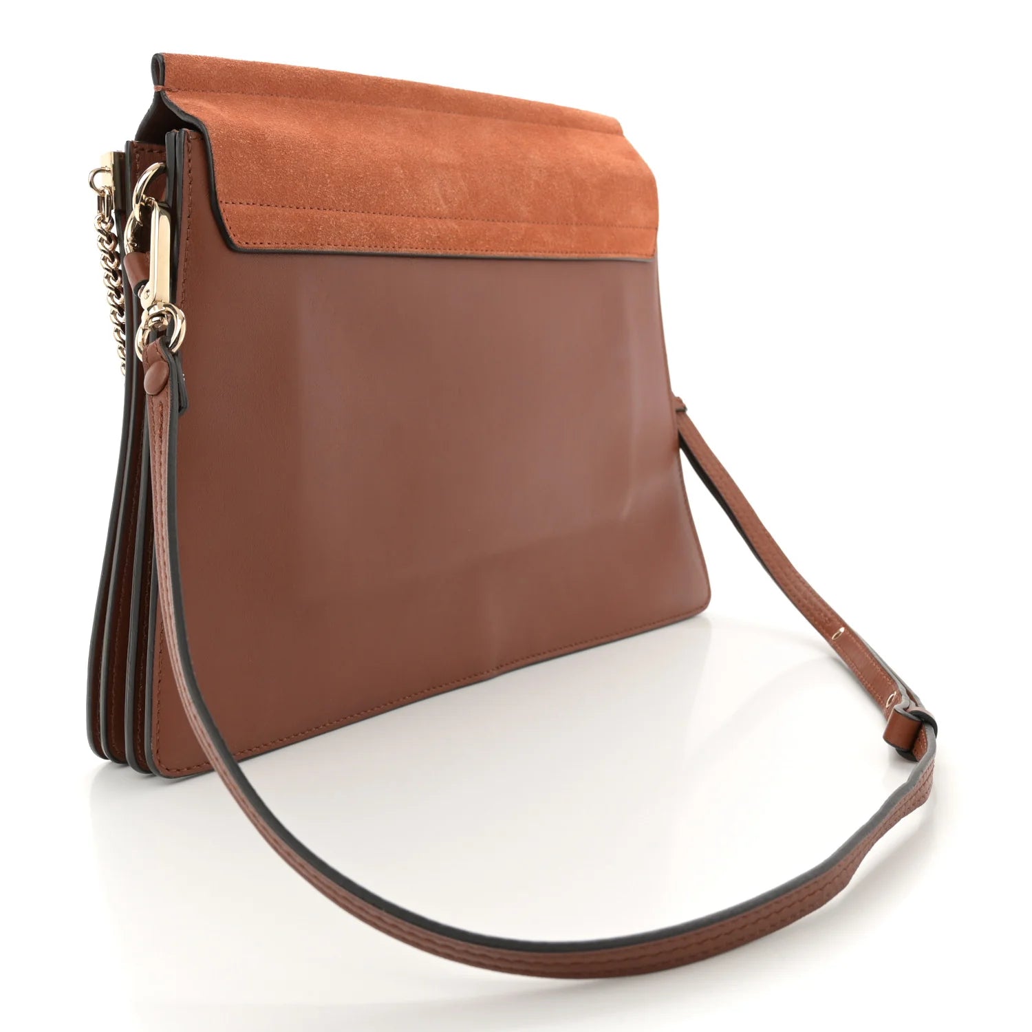 Suede Calfskin Medium Faye Shoulder Bag Tobacco