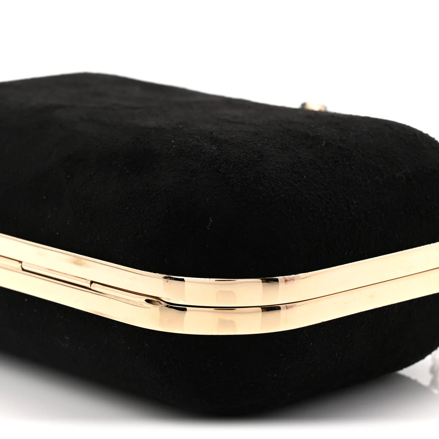 Suede Crystal Snake Cloud Clutch Black