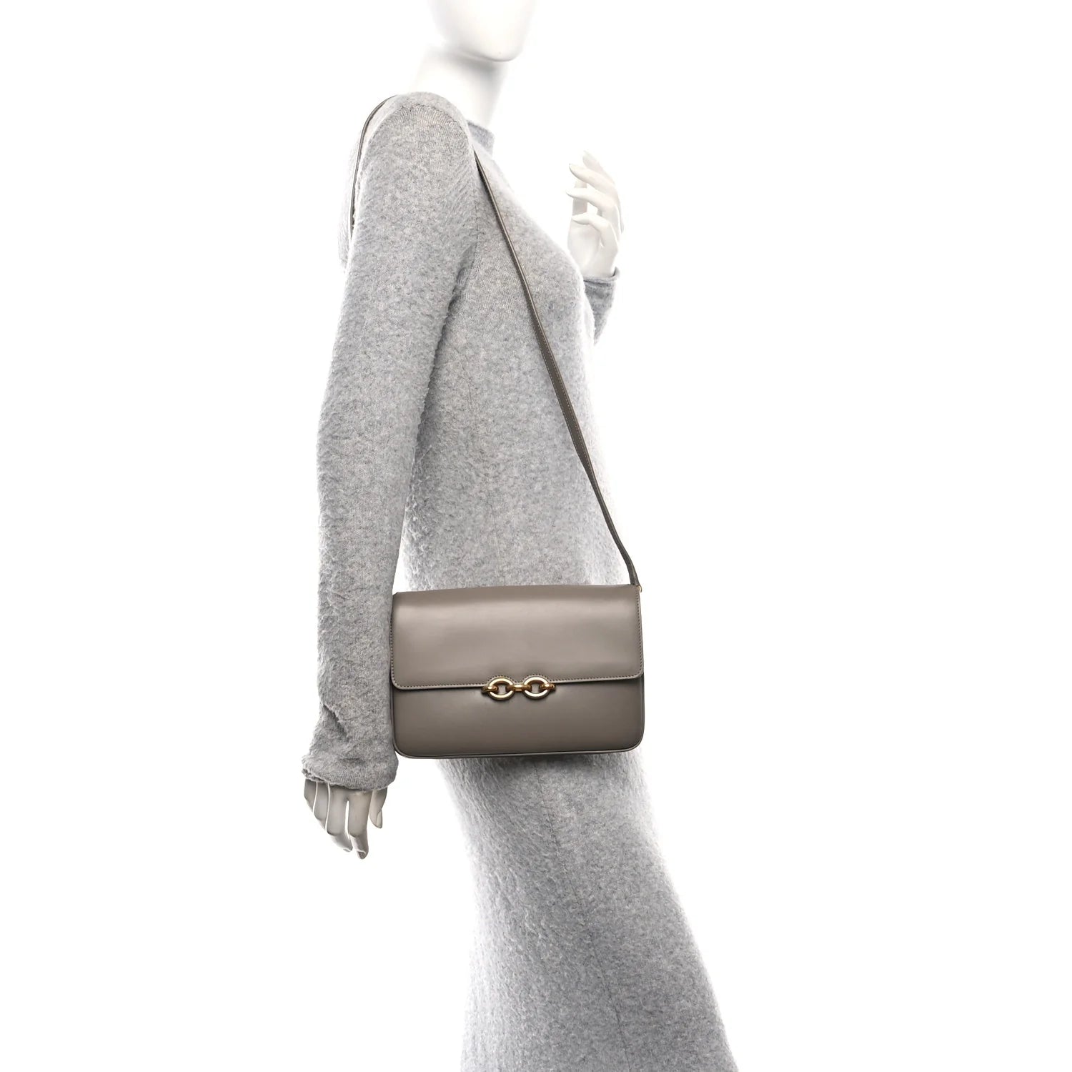 Smooth Calfskin Le Maillon Satchel Dark Beige