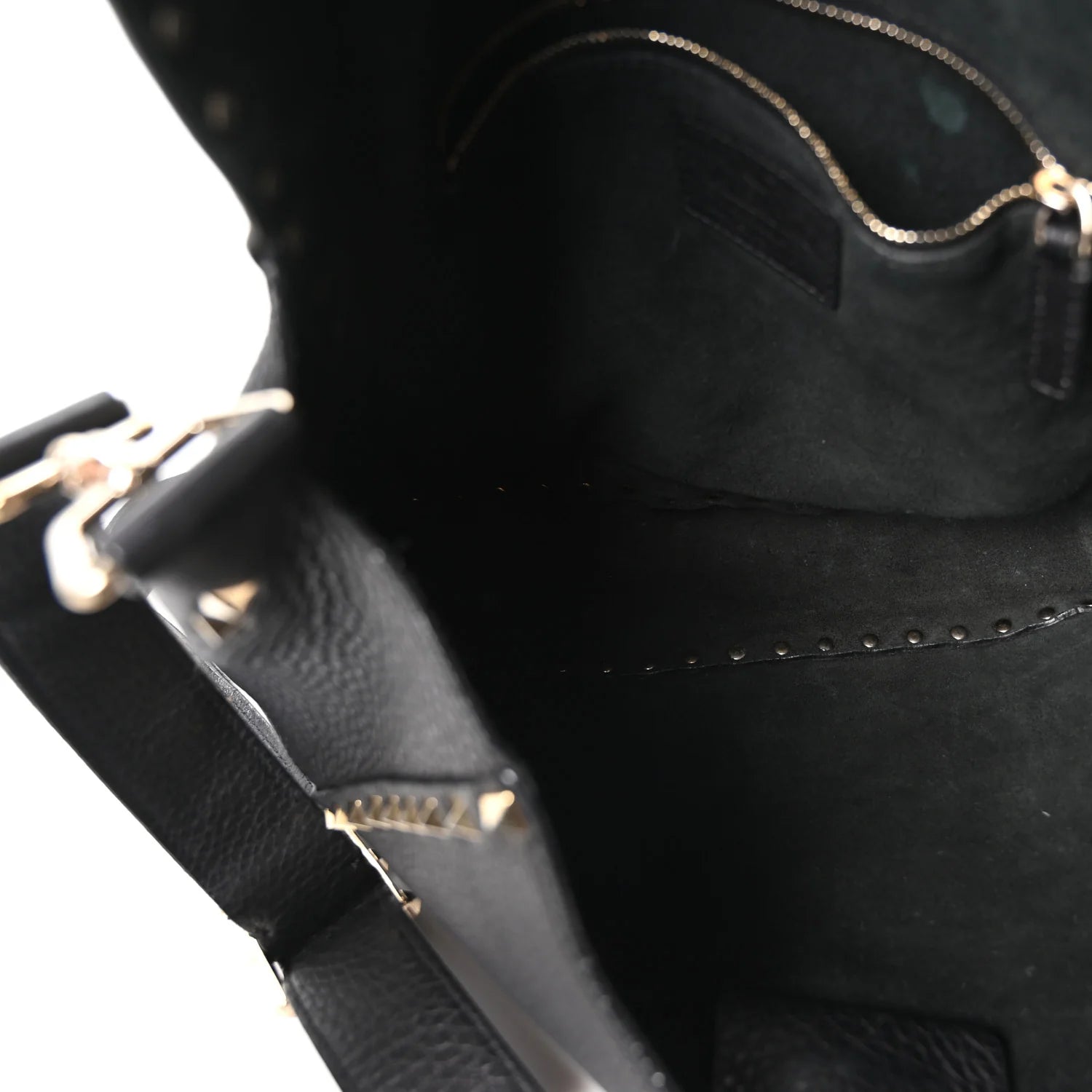 Pebbled Calfskin Rockstud Flip-Lock Messenger Bag Black