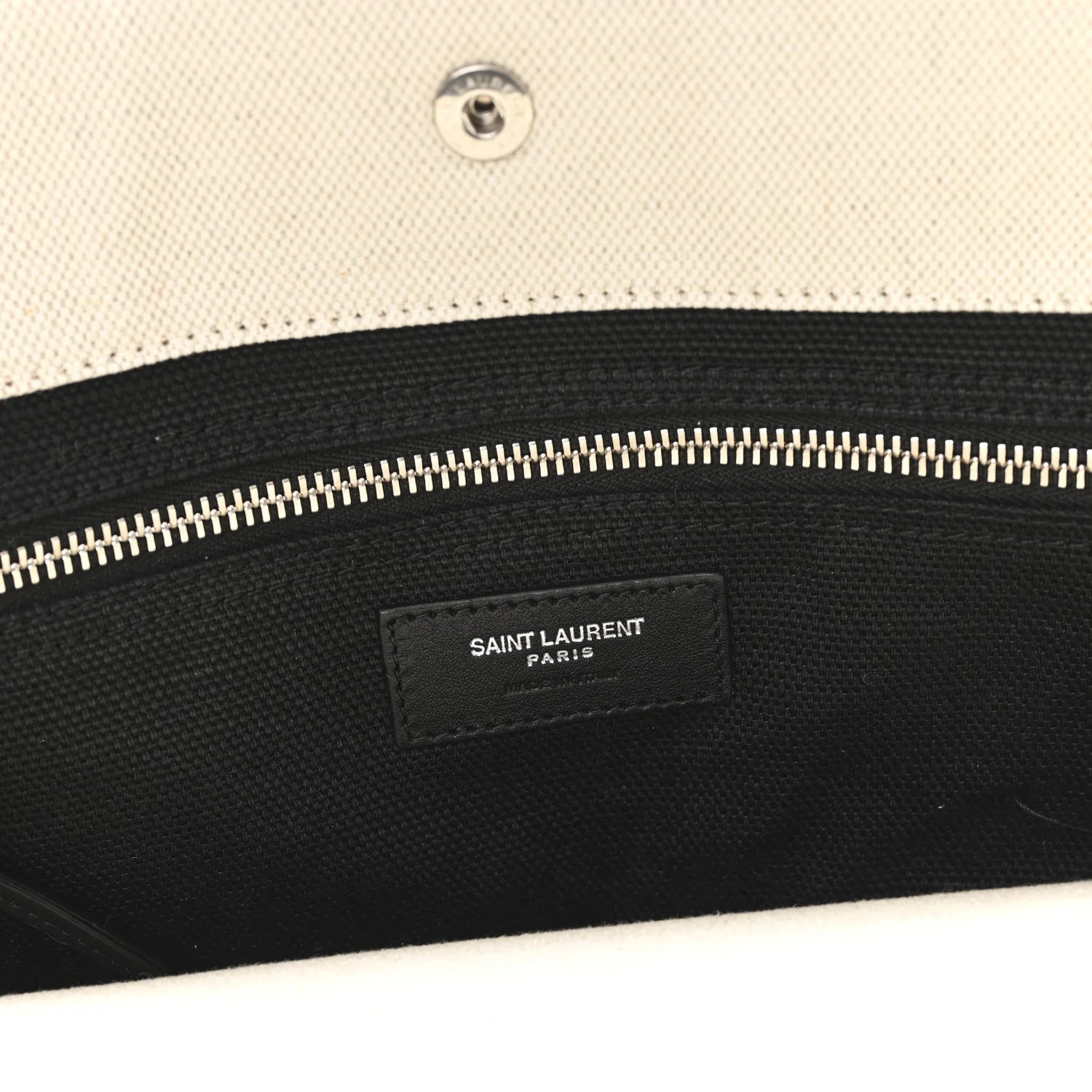 Linen Calfskin Rive Gauche Tote White Black