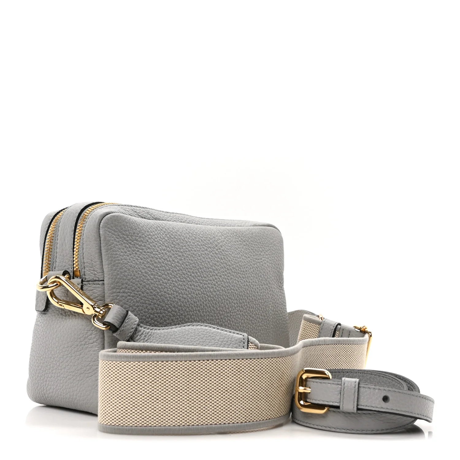 Vitello Daino Soft Medium Double Zip Shoulder Bag Ardesia