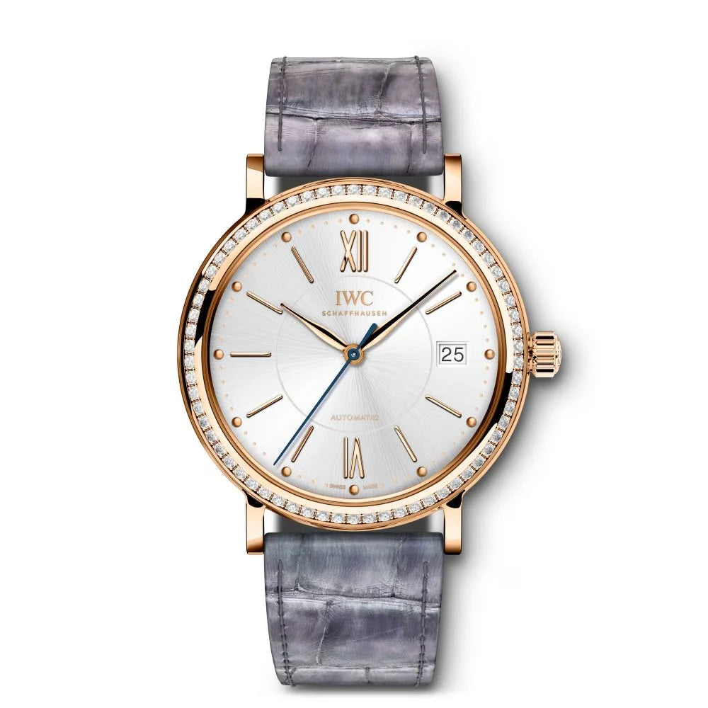 Unworn  Portofino Midsize Automatic 37, 18K Rose Gold Set with Diamonds, 37Mm, Ref# IW458107, Box and Papers