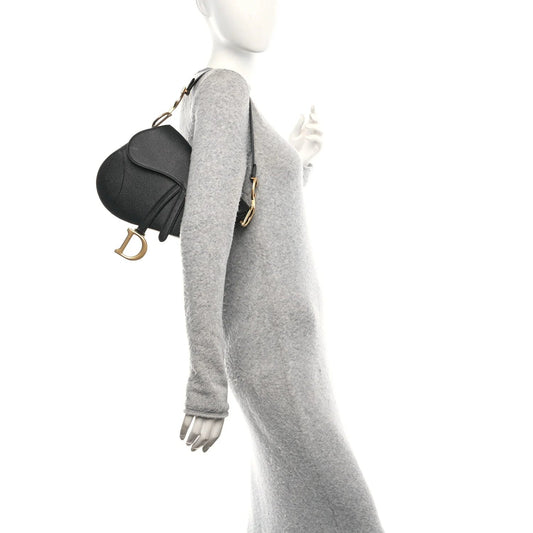 Grained Calfskin Saddle Bag Black