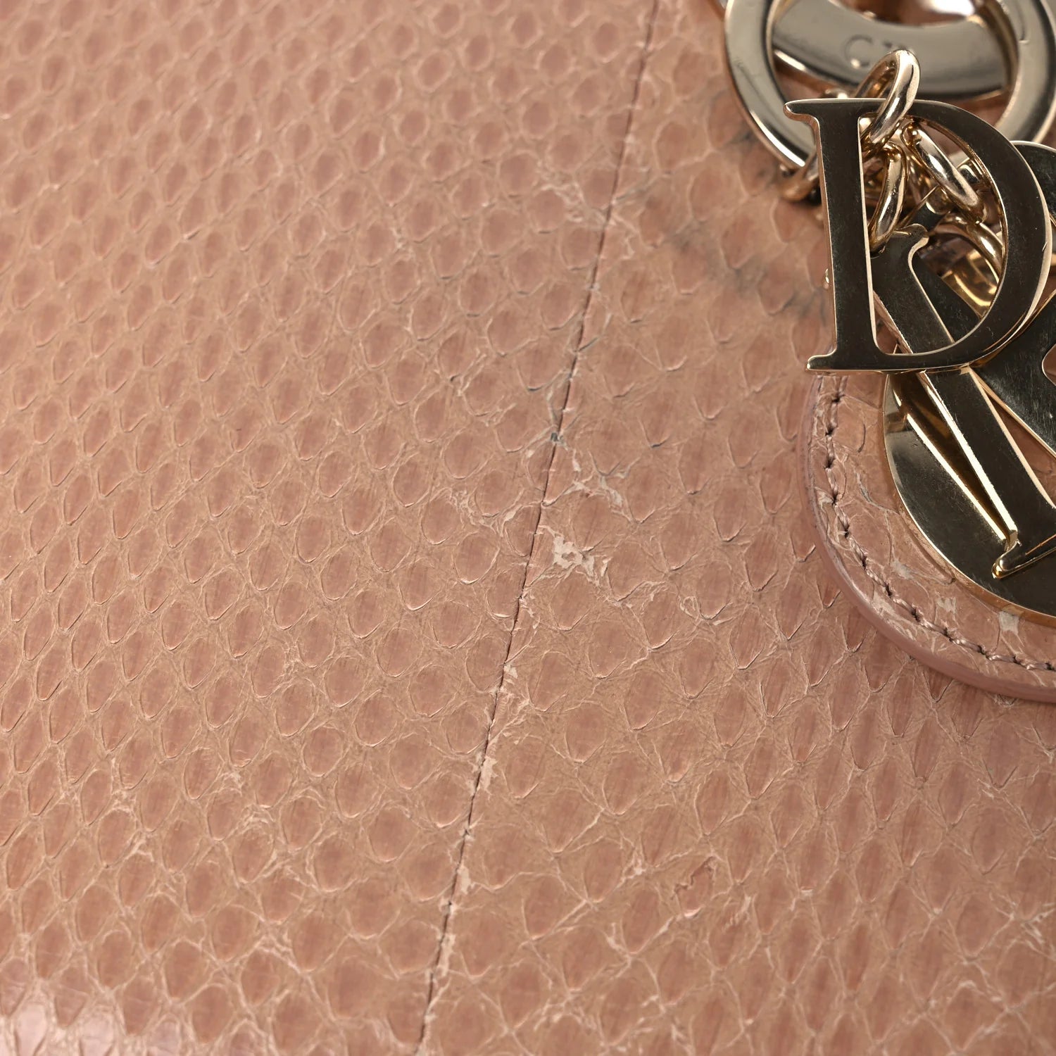 Snakeskin Mini Lady Dior Beige