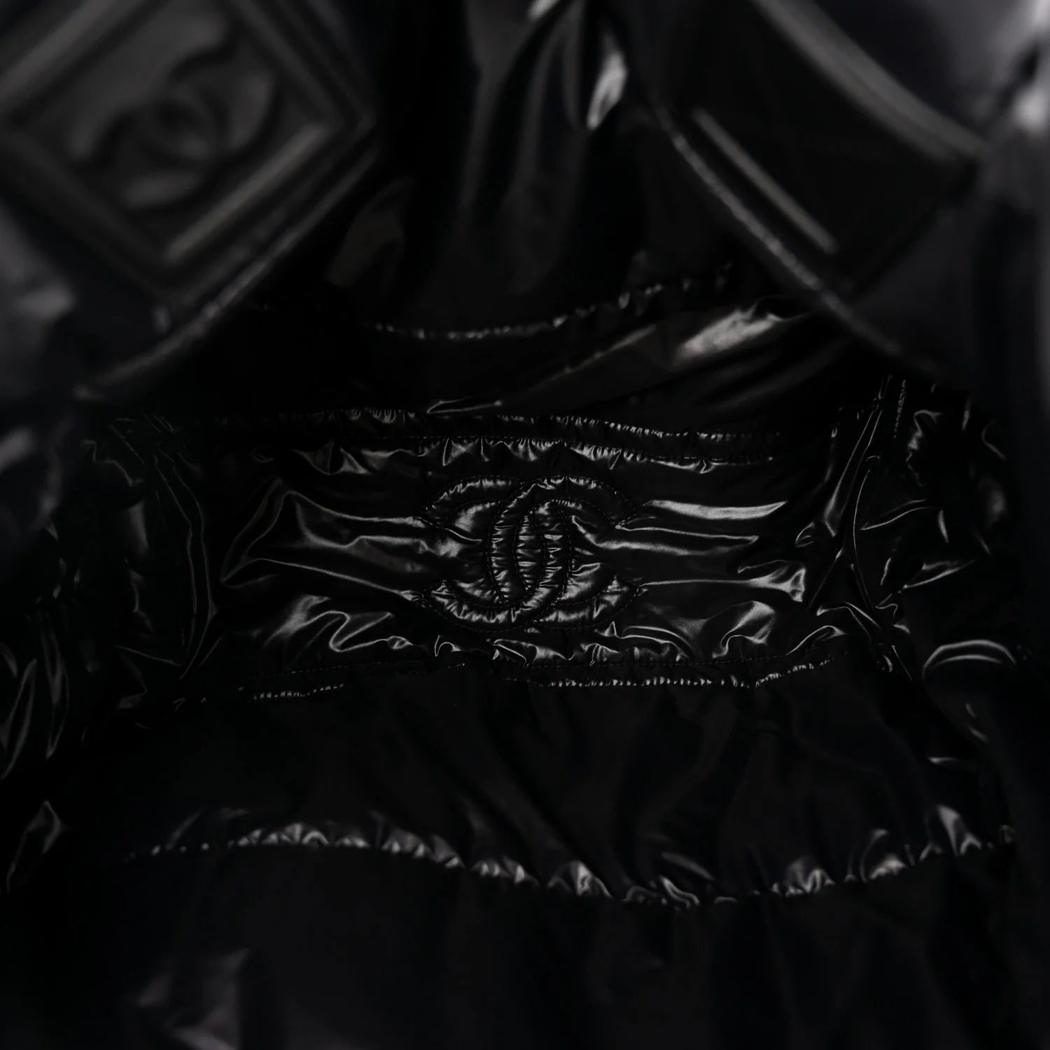 Nylon Quilted Medium Coco Cocoon Reversible Tote Black