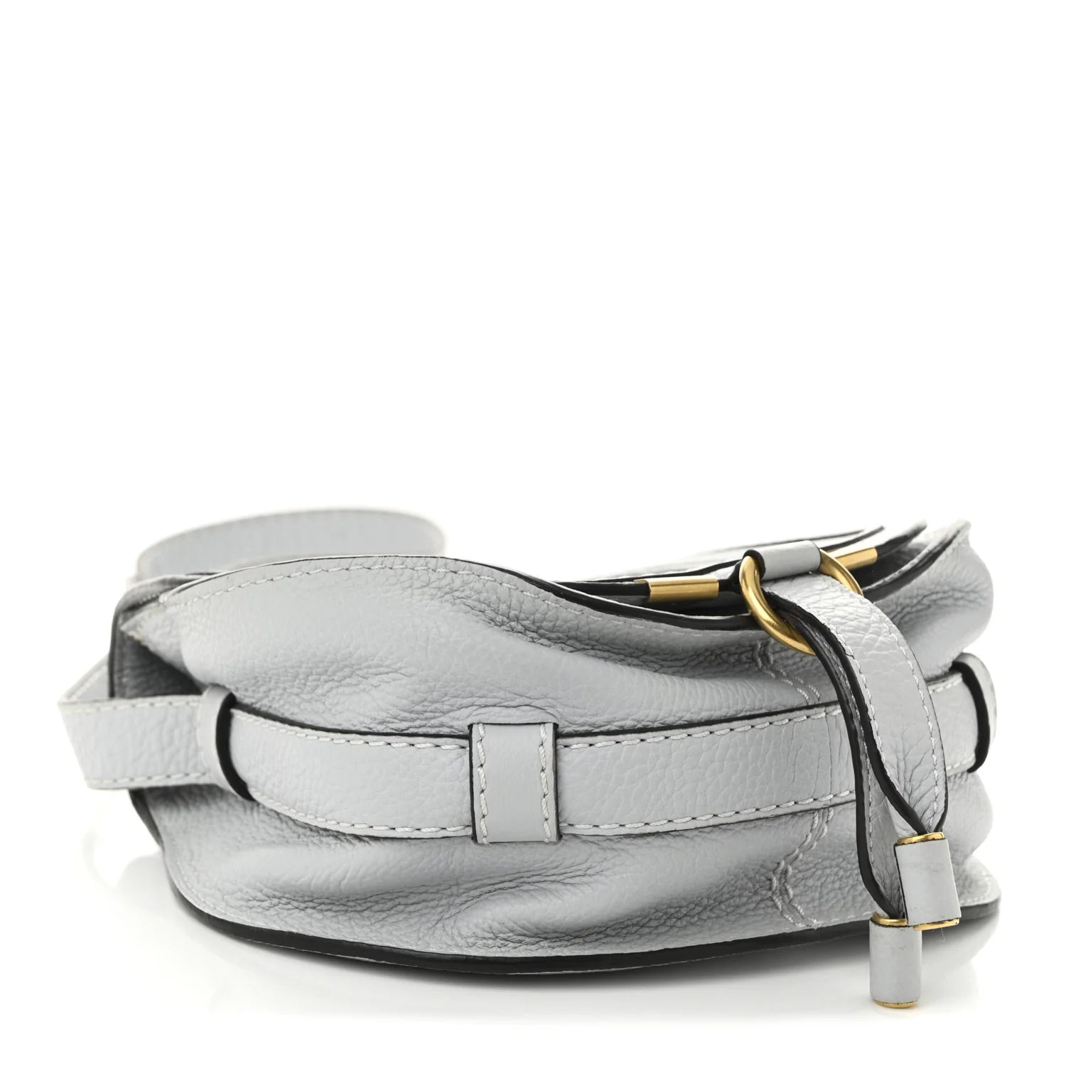 Grained Calfskin Small Marcie Saddle Bag Airy Grey
