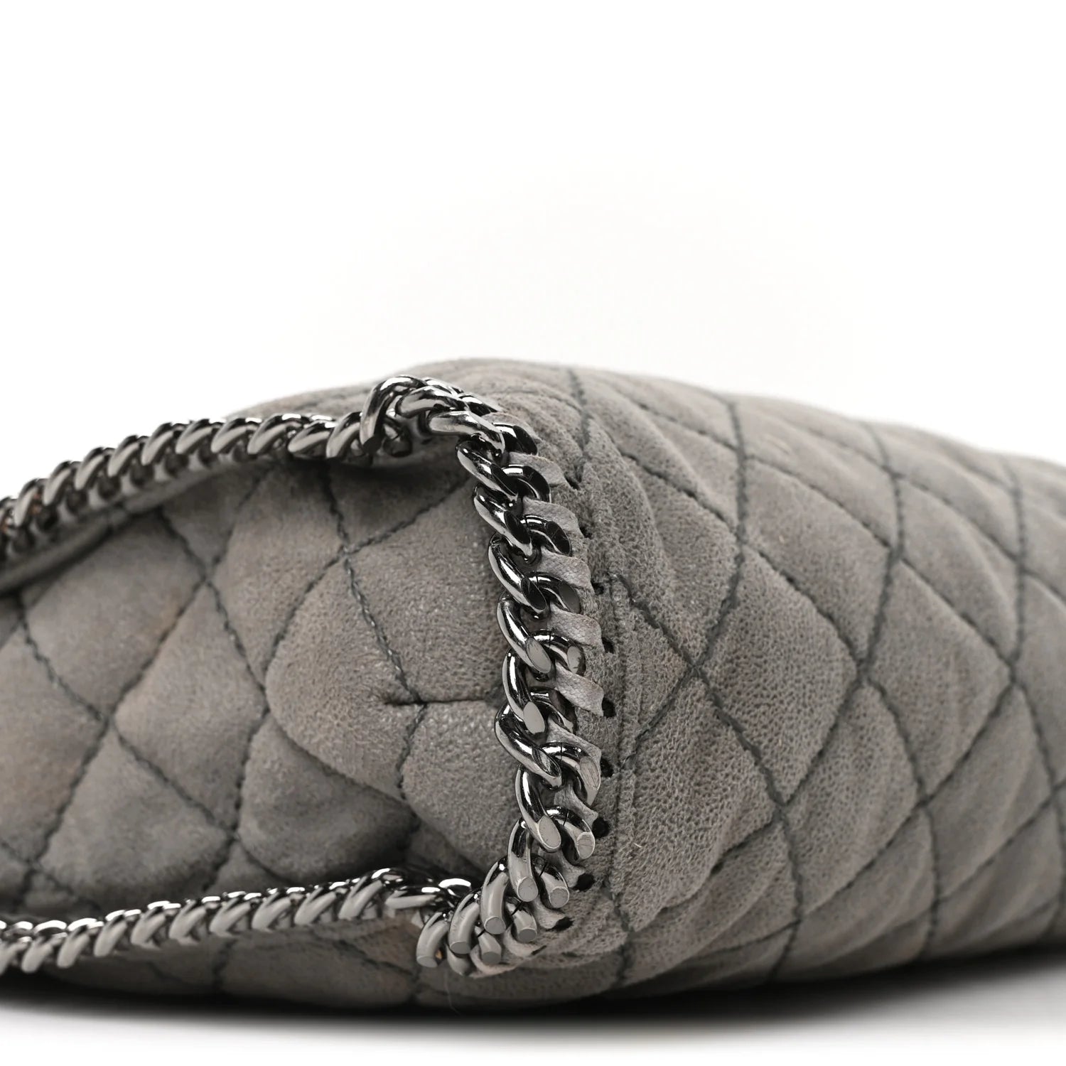 Shaggy Deer Quilted Small Falabella Tote Light Grey