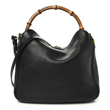 Softy Wonka Textured Dollar Calfskin Medium Diana Shoulder Bag Black