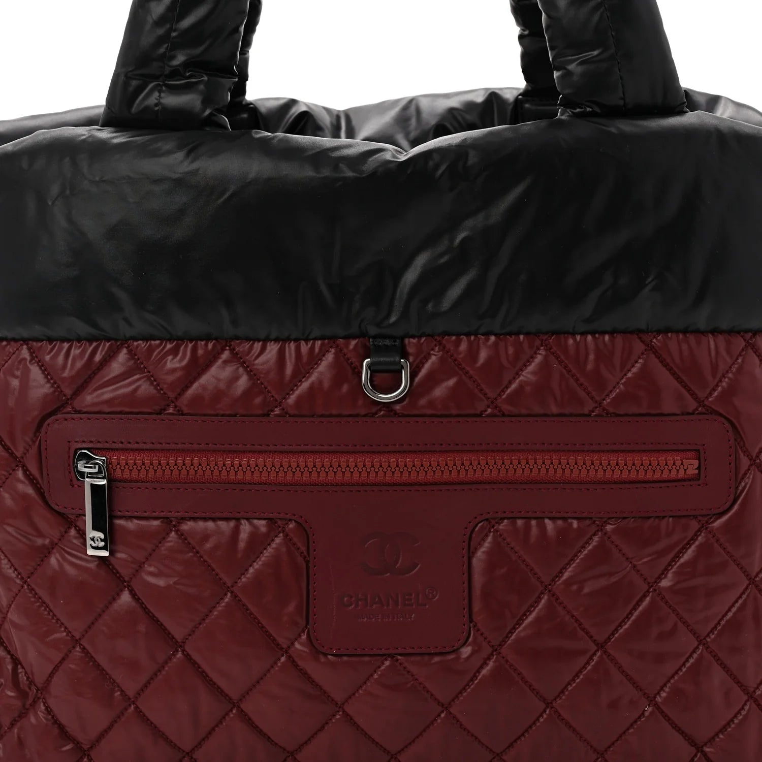 Nylon Quilted Medium Coco Cocoon Reversible Tote Black