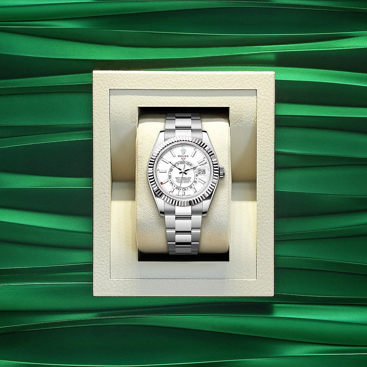 Sky-Dweller, 42Mm, Oystersteel and 18K White Gold, White, Oyster, Ref# 336934-0003