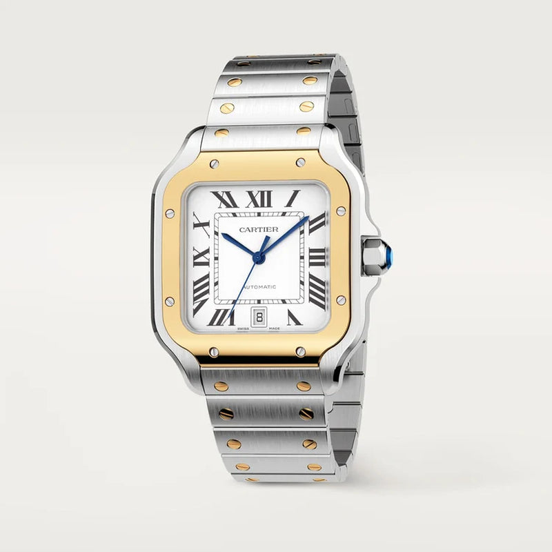 Unworn  Santos De , Stainless Steel and 18K Yellow Gold, 39.8Mm, Ref# W2SA0009, Box and Papers