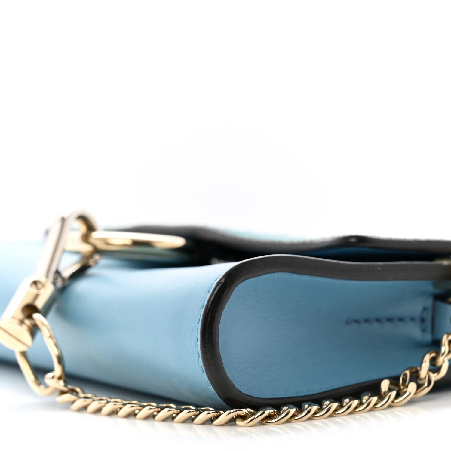 Suede Calfskin Faye Wallet on Strap Vinyl Blue