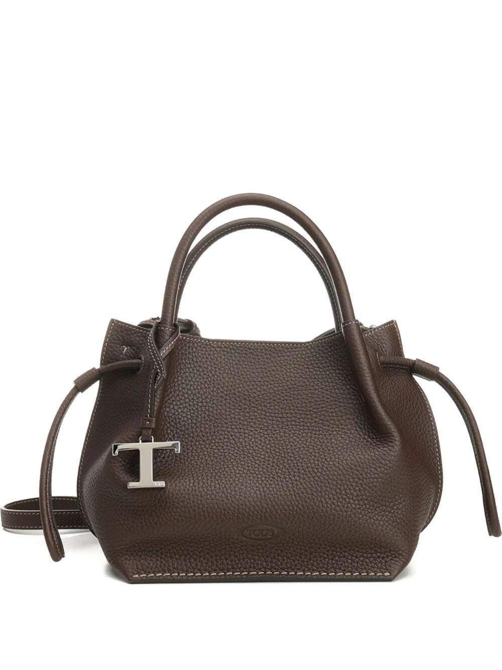SMALL BROWN LEATHER BUCKET BAG