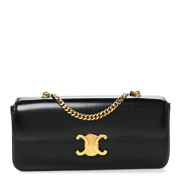 Shiny Calfskin Triomphe Chain Bag Black