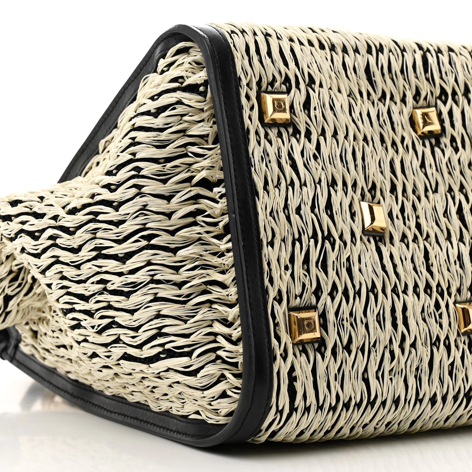 Raffia Large Studio Bag Black White