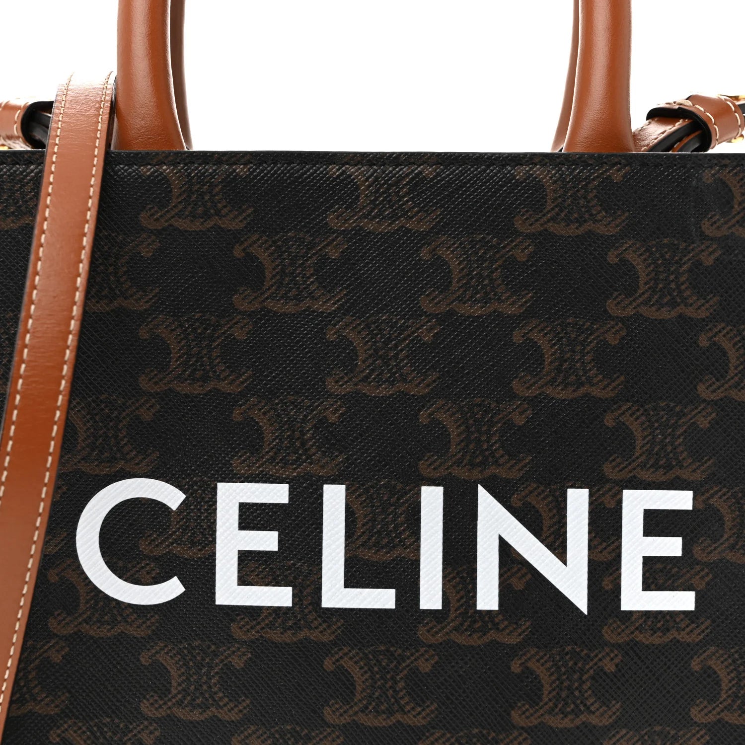 Triomphe Canvas Calfskin Mini Vertical Cabas Tan