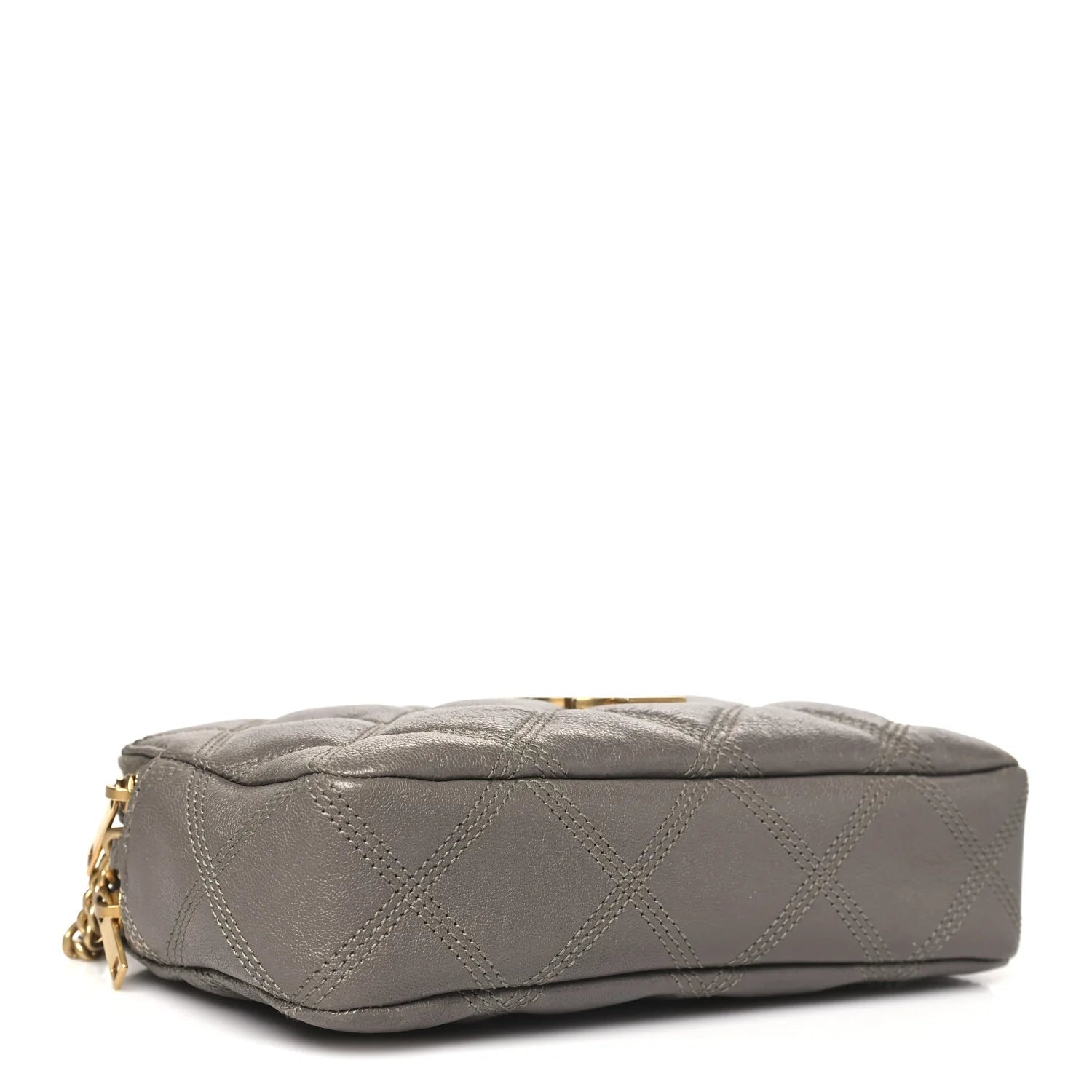 Grained Lambskin Quilted Mini Becky Double Zip Bag Taupe