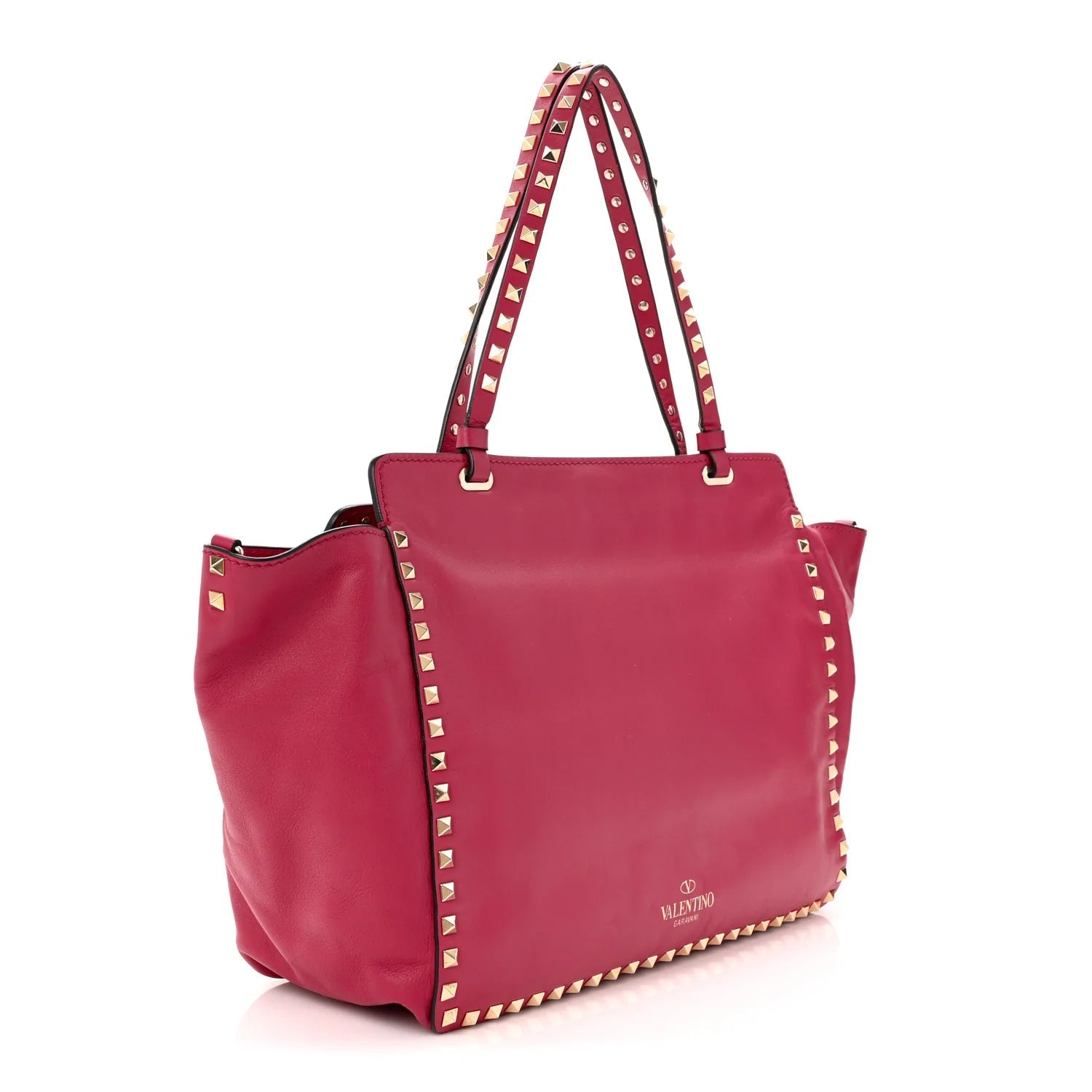 Vitello Medium Rockstud All over Tote Cyclamin