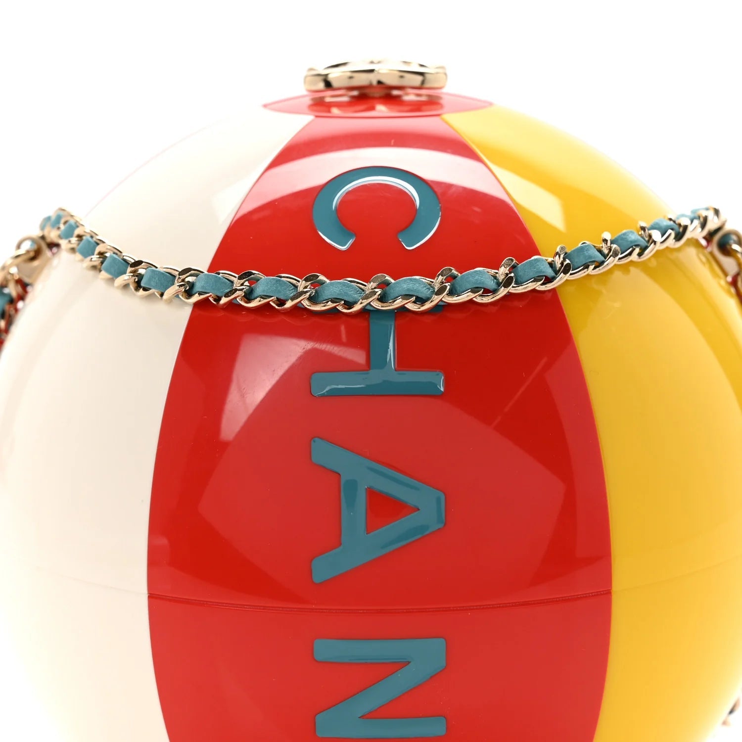 Plexiglass Coco Beach Ball Minaudiere Clutch Red White Yellow Blue