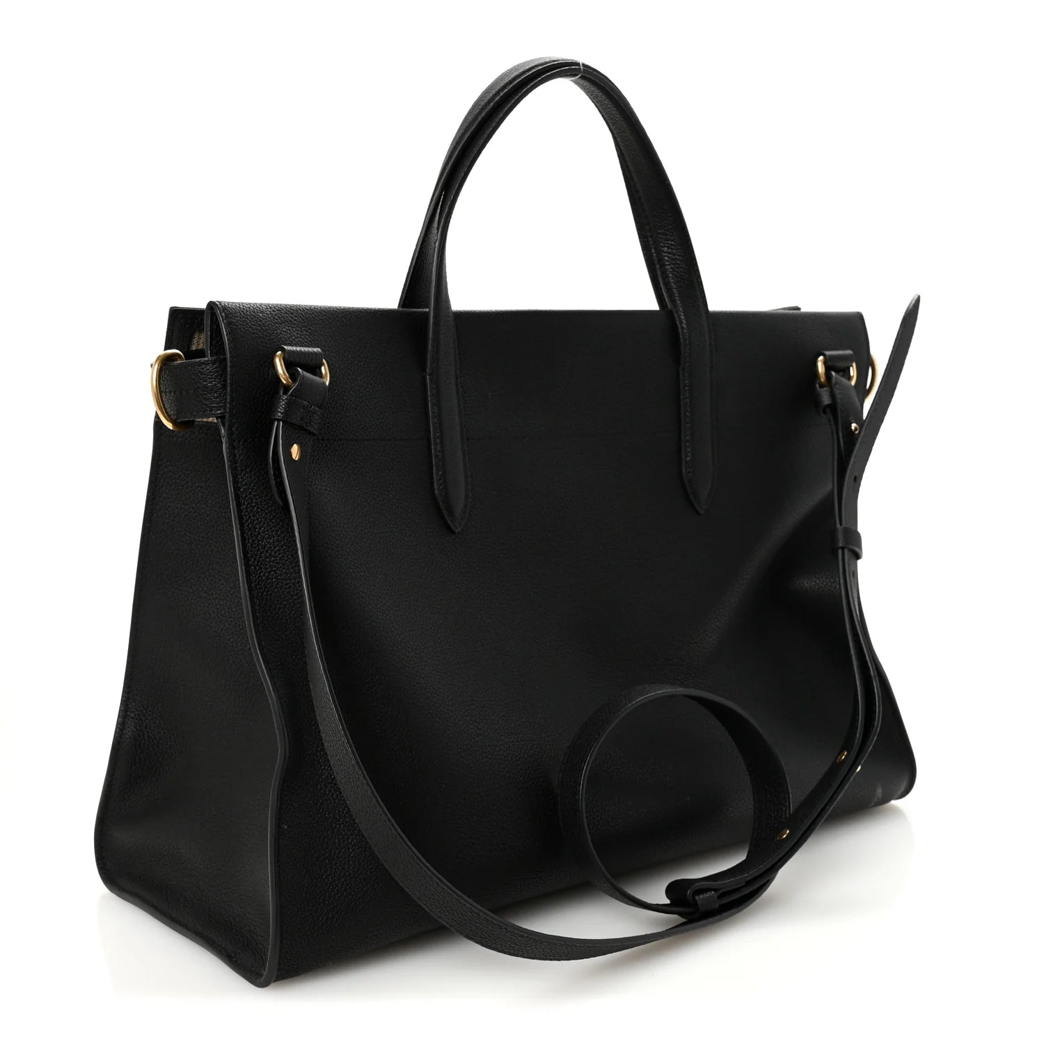 Grainy Calfskin Nova Check Small Cotswolds Tote Black