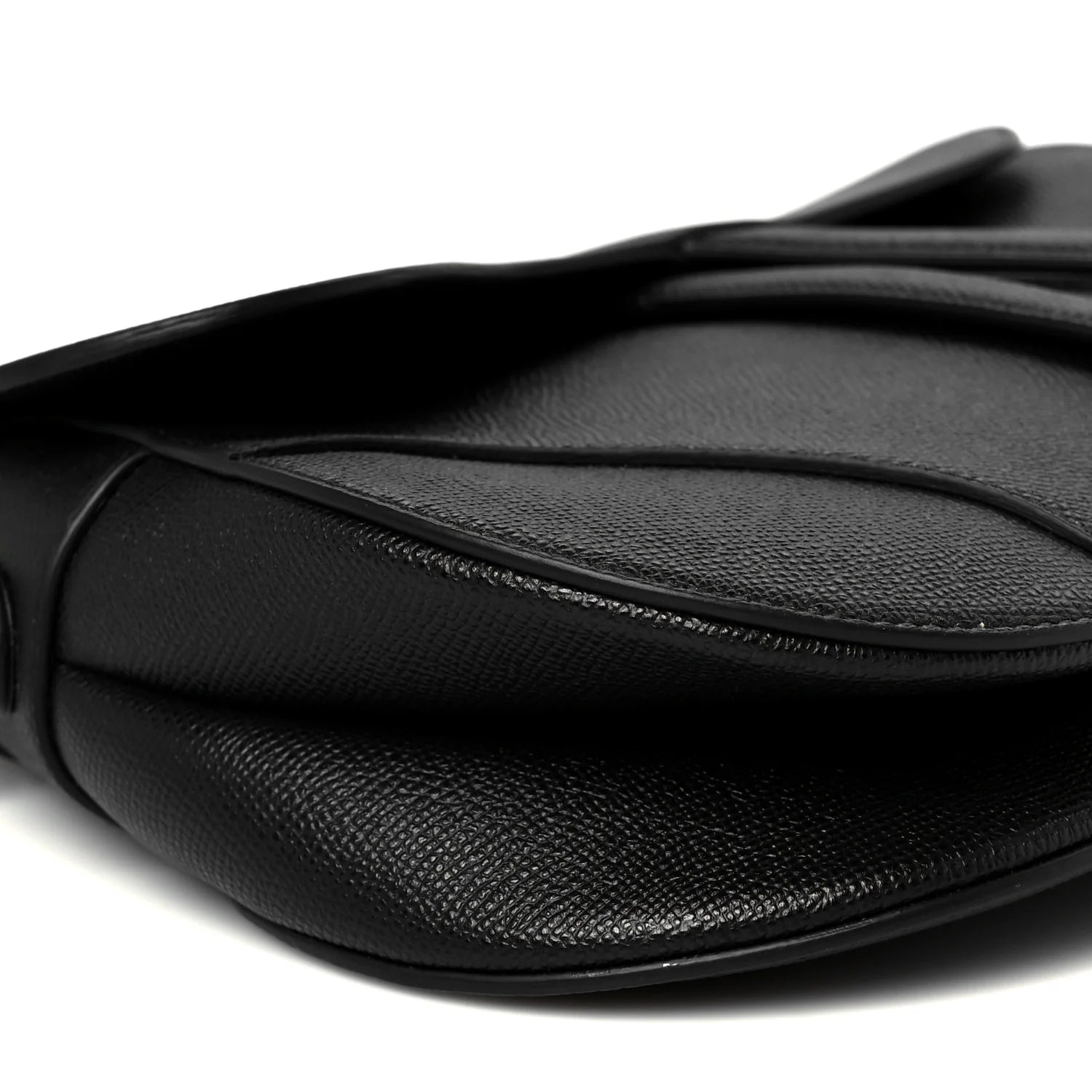 Grained Calfskin Saddle Bag Black