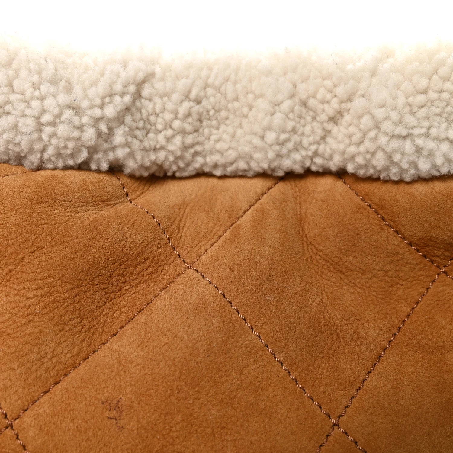 Suede Shearling Quilted Small  22 Brown White